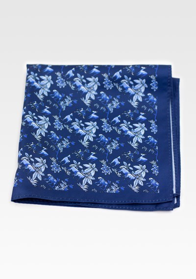 Ziertuch Blümchenmuster nachtblau taubenblau Ziertuch Blümchenmuster nachtblau taubenblau