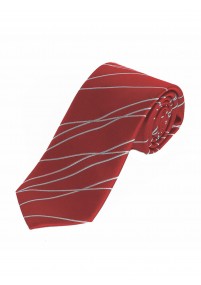 Cravate extra-fine motif vagues rouge