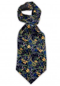 Ascot bleu marine fleurs jaunes...