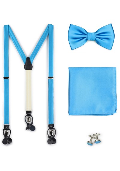 Set: Hosenträger, Herren-Schleife, Einstecktuch und Cufflinks cyan Set: Hosenträger, Herren-Schleife, Einstecktuch und Cufflinks cyan