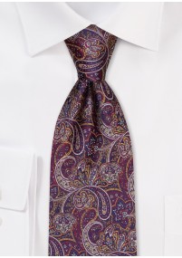 Cravate d'affaires motif paisley rouge...