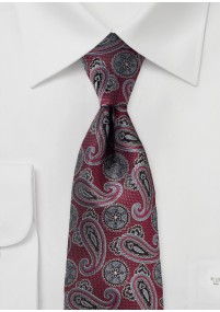 Cravate motif paisley ludique bordeaux...