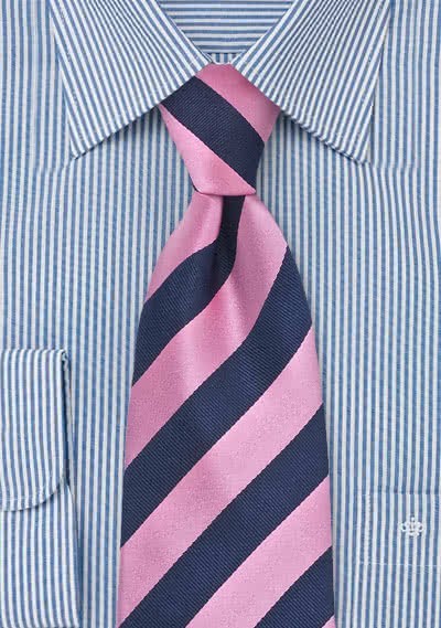 Herrenkrawatte XXL pink dunkelblau Streifendessin Herrenkrawatte XXL pink dunkelblau Streifendessin