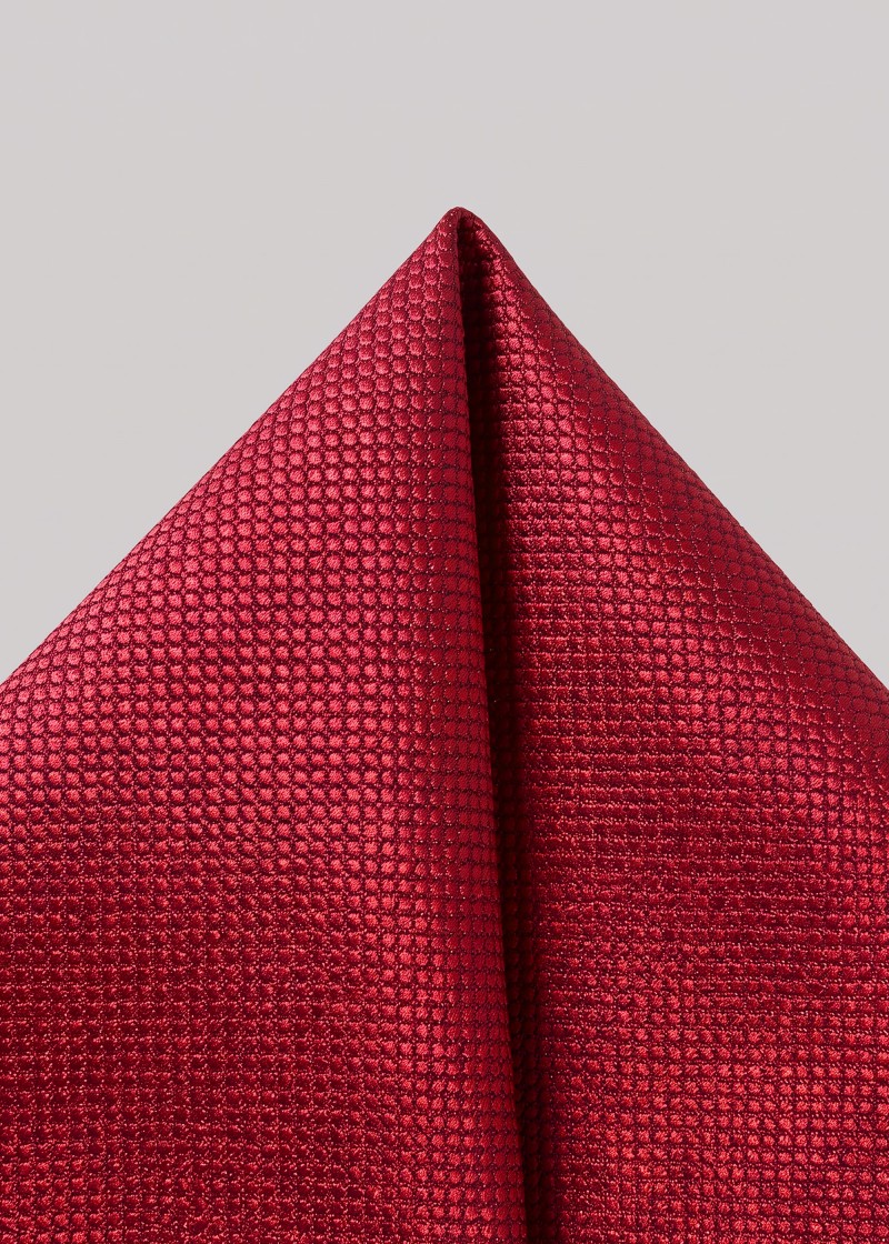 Pochette de cravate unie rouge avec texture