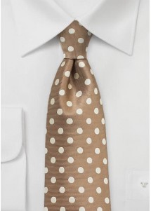 Cravate beige à pois blancs
