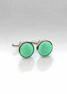 Boutons de manchette tissu vert menthe