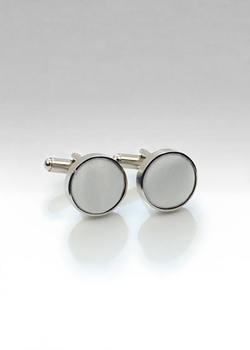 Boutons de manchettes tissu gris argenté