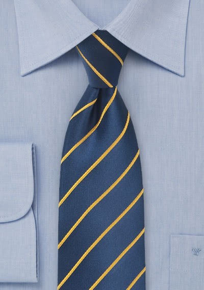 Businesskrawatte Business-Streifen gelb marineblau Businesskrawatte Business-Streifen gelb marineblau