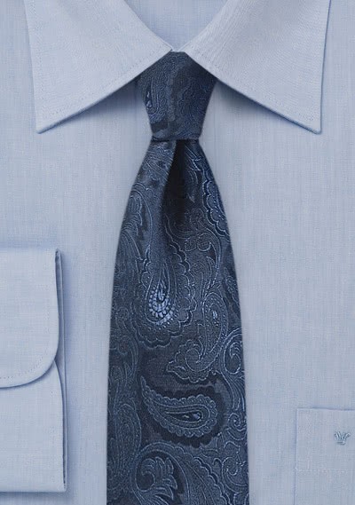 Krawatte Paisley schmal dunkelblau Krawatte Paisley schmal dunkelblau