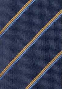 Herrenkrawatte Business-Streifen navy himmelblau goldfarben