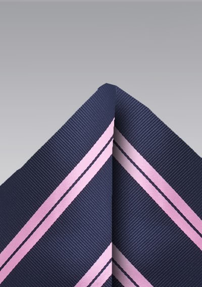 Ziertuch Streifen navy rose