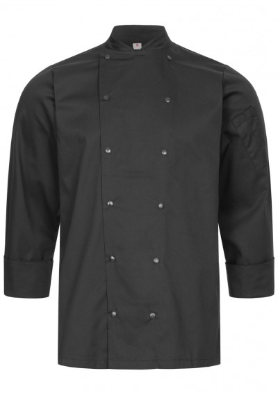 Schwarze Unisex Kochjacke mit Druckknöpfen Schwarze Unisex Kochjacke mit Druckknöpfen