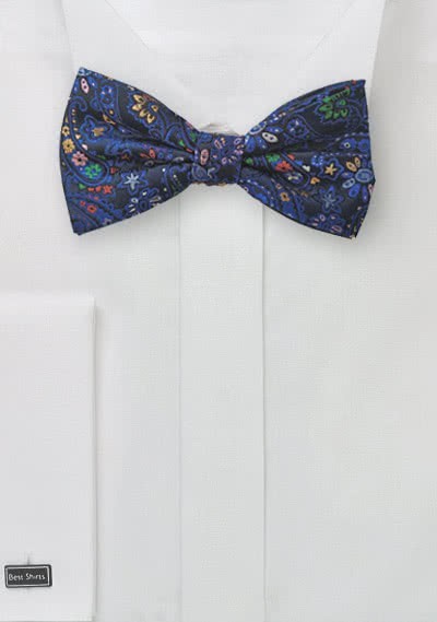 Herren-Schleife Blumenmuster ultramarinblau farbenfroh Herren-Schleife Blumenmuster ultramarinblau farbenfroh